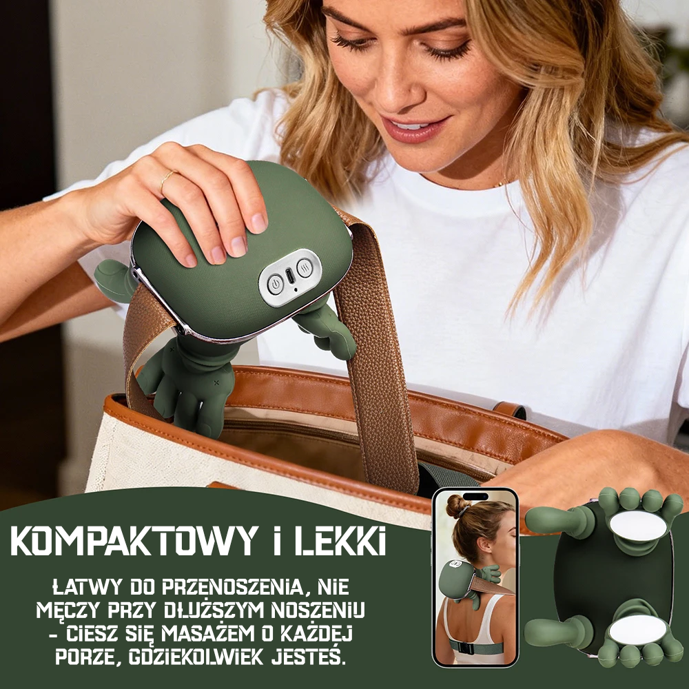 Bezprzewodowy masażer karku i mięśnia czworobocznego 4D Bionic Finger z funkcją ugniatania