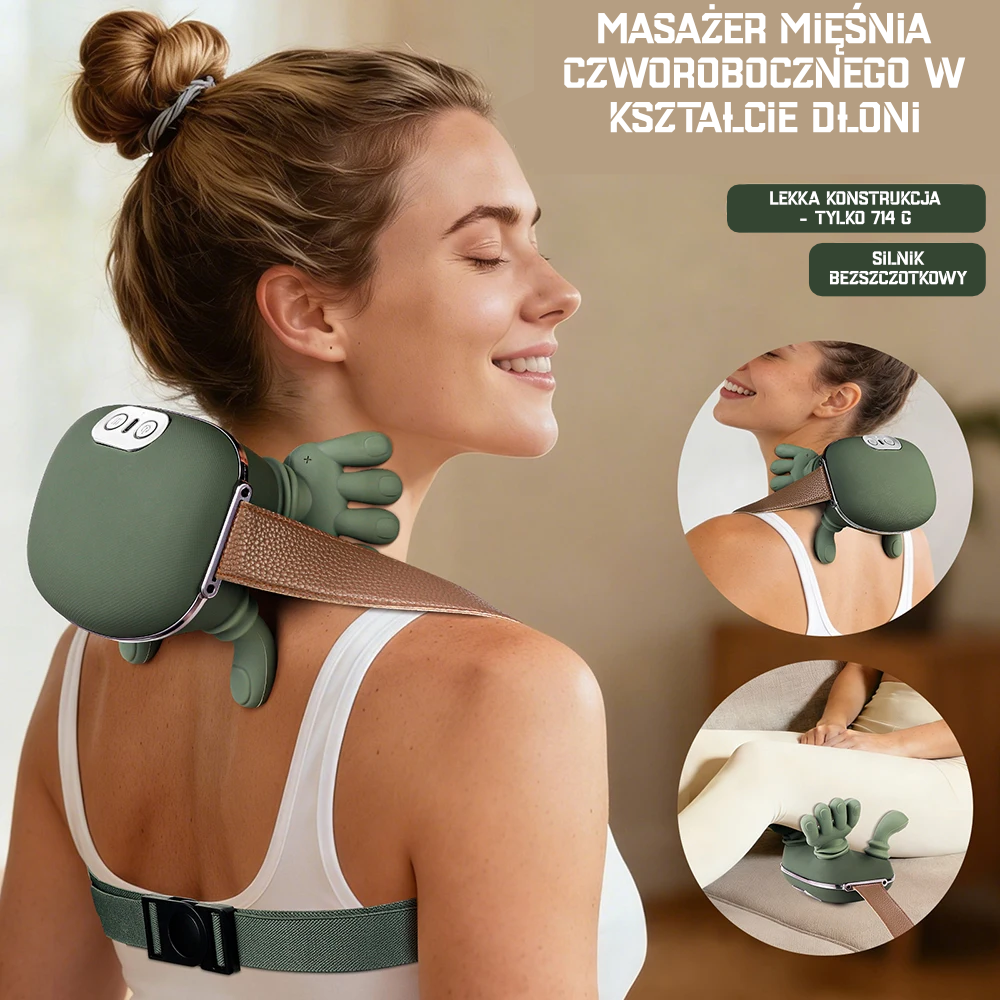 Bezprzewodowy masażer karku i mięśnia czworobocznego 4D Bionic Finger z funkcją ugniatania