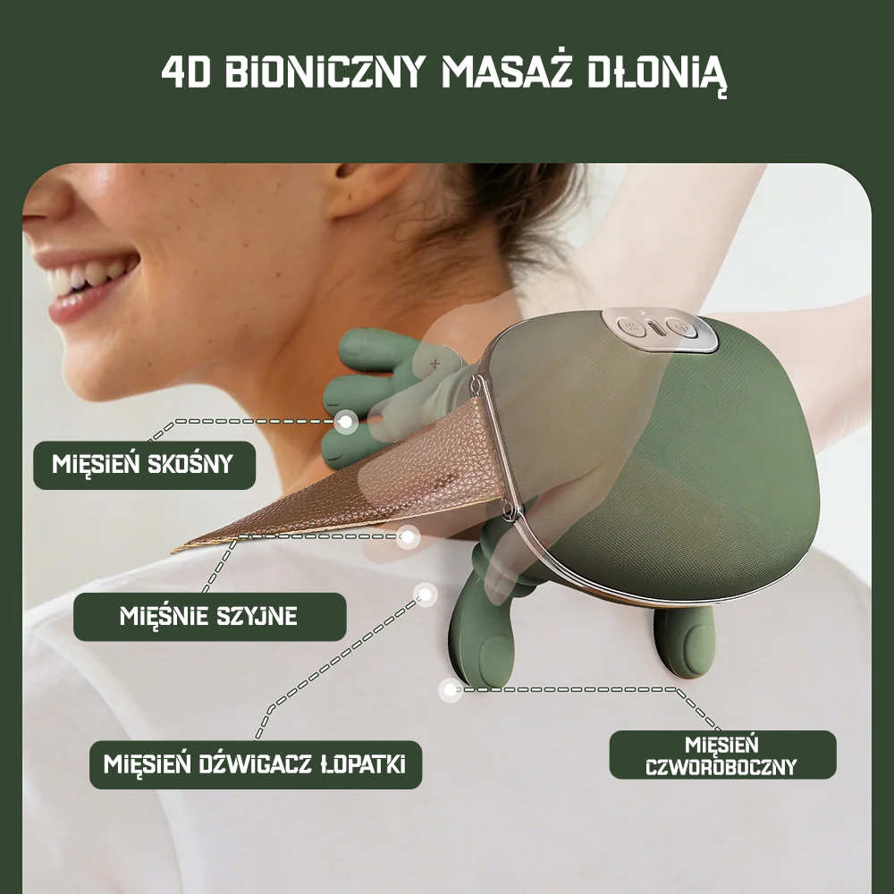 Bezprzewodowy masażer karku i mięśnia czworobocznego 4D Bionic Finger z funkcją ugniatania