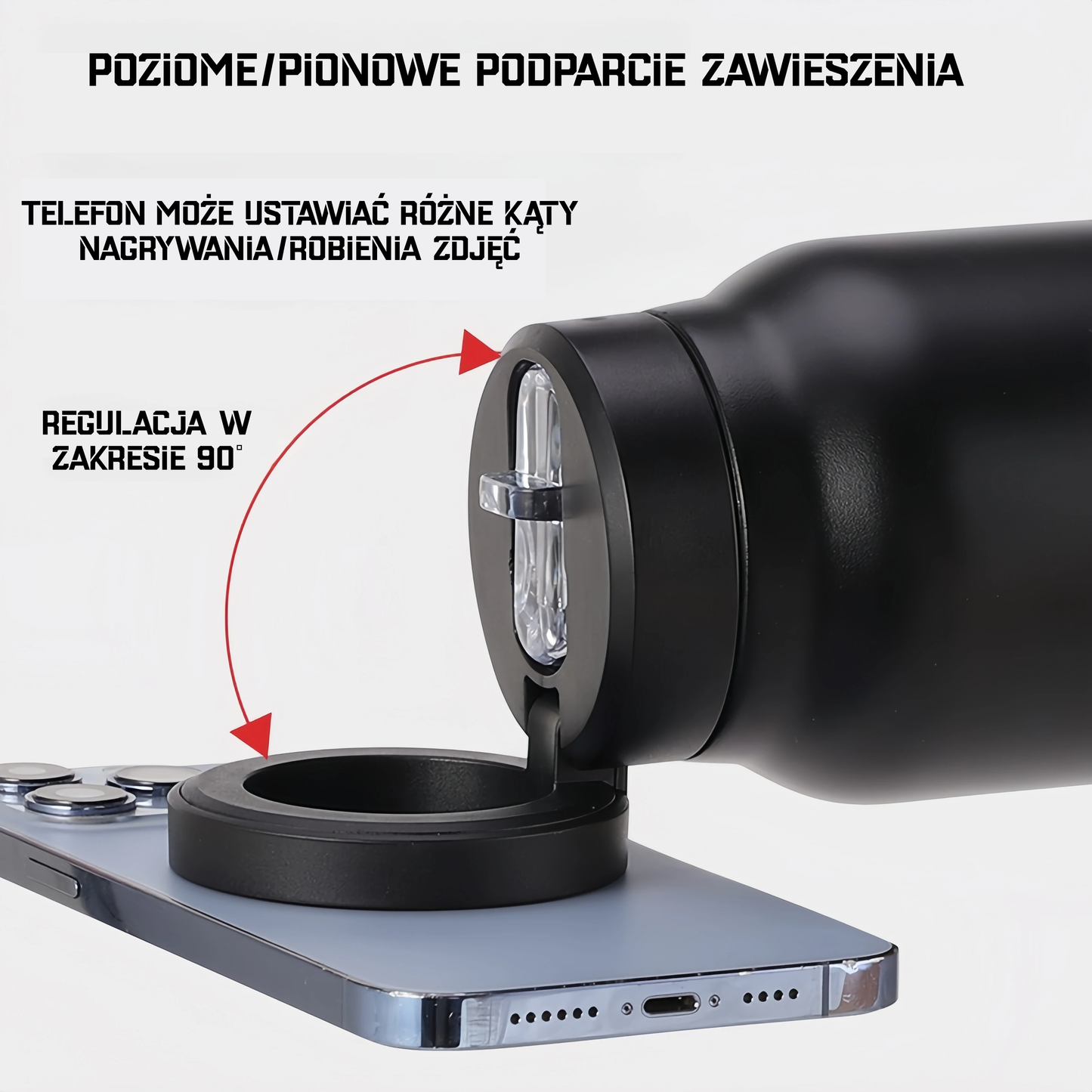 Termos Stalowy z Ukrytą Słomką i Magnetycznym Uchwytem na Telefon – Bidon Sportowy z Izolacją próżniową 700ml