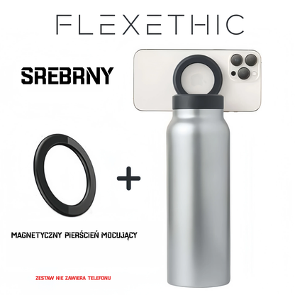 Termos Stalowy z Ukrytą Słomką i Magnetycznym Uchwytem na Telefon – Bidon Sportowy z Izolacją próżniową 700ml